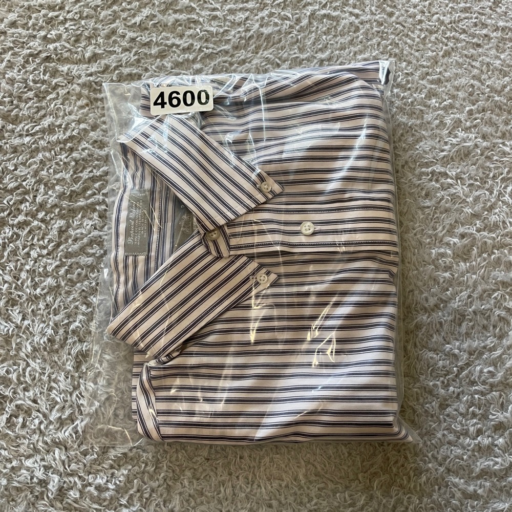Stafford Executive Mens Short Sleeve Striped Pinpoint Oxford Shirt Blue White L - Picture 8 of 8